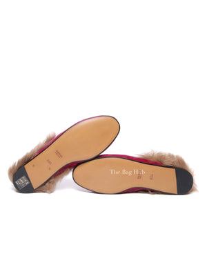 Gucci Pink Velvet Fur Women's Princetown Slippers Size 36.5