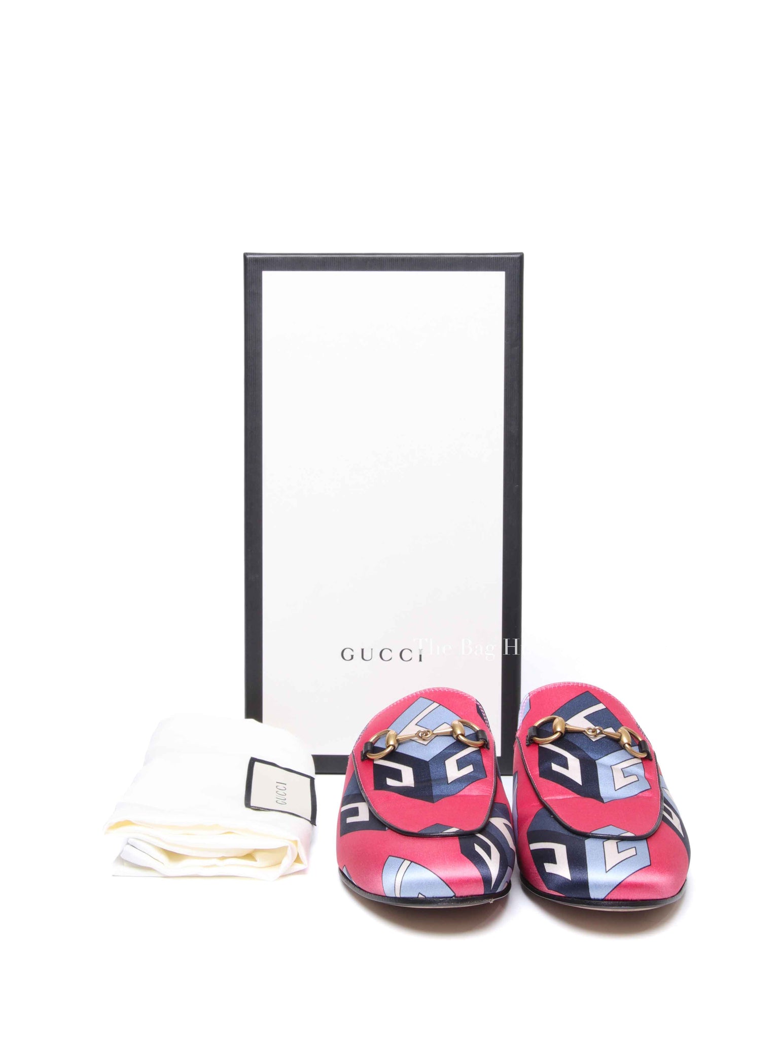 Gucci Pink/Blue G Printed Satin Princetown Mule Flats Size 37
