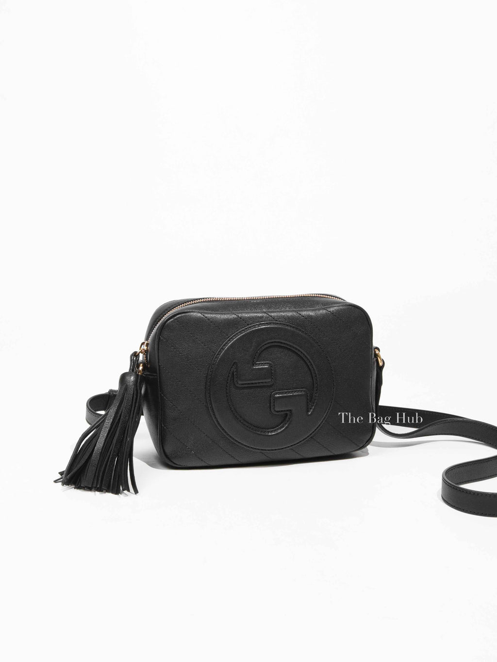 Gucci Black Calfskin Diagonal Stitched Small Blondie Shoulder Bag