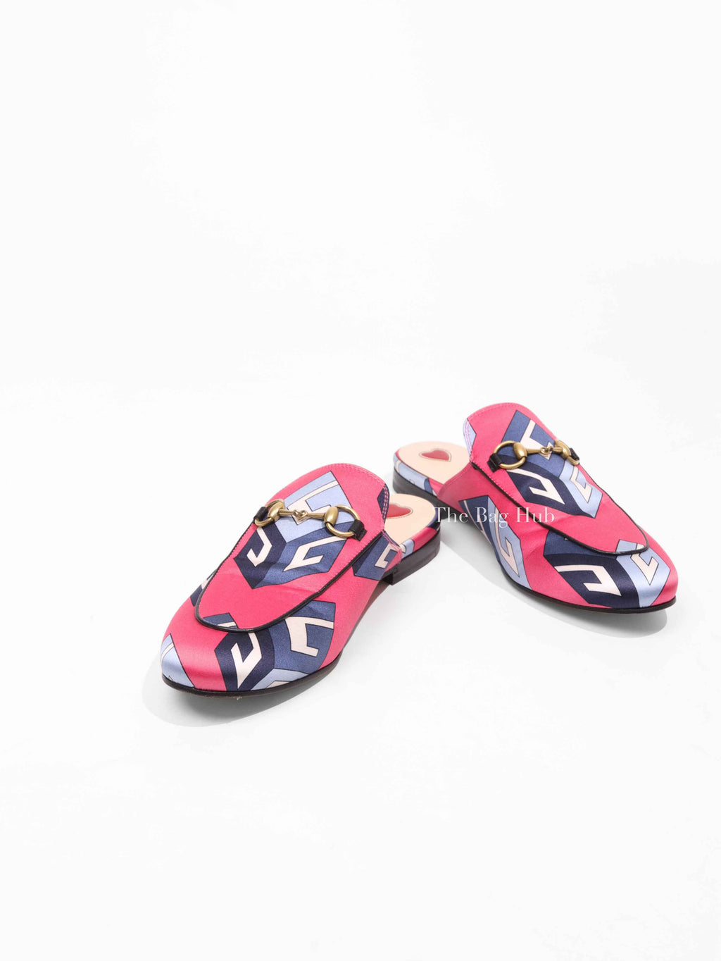 Gucci Pink/Blue G Printed Satin Princetown Mule Flats Size 37