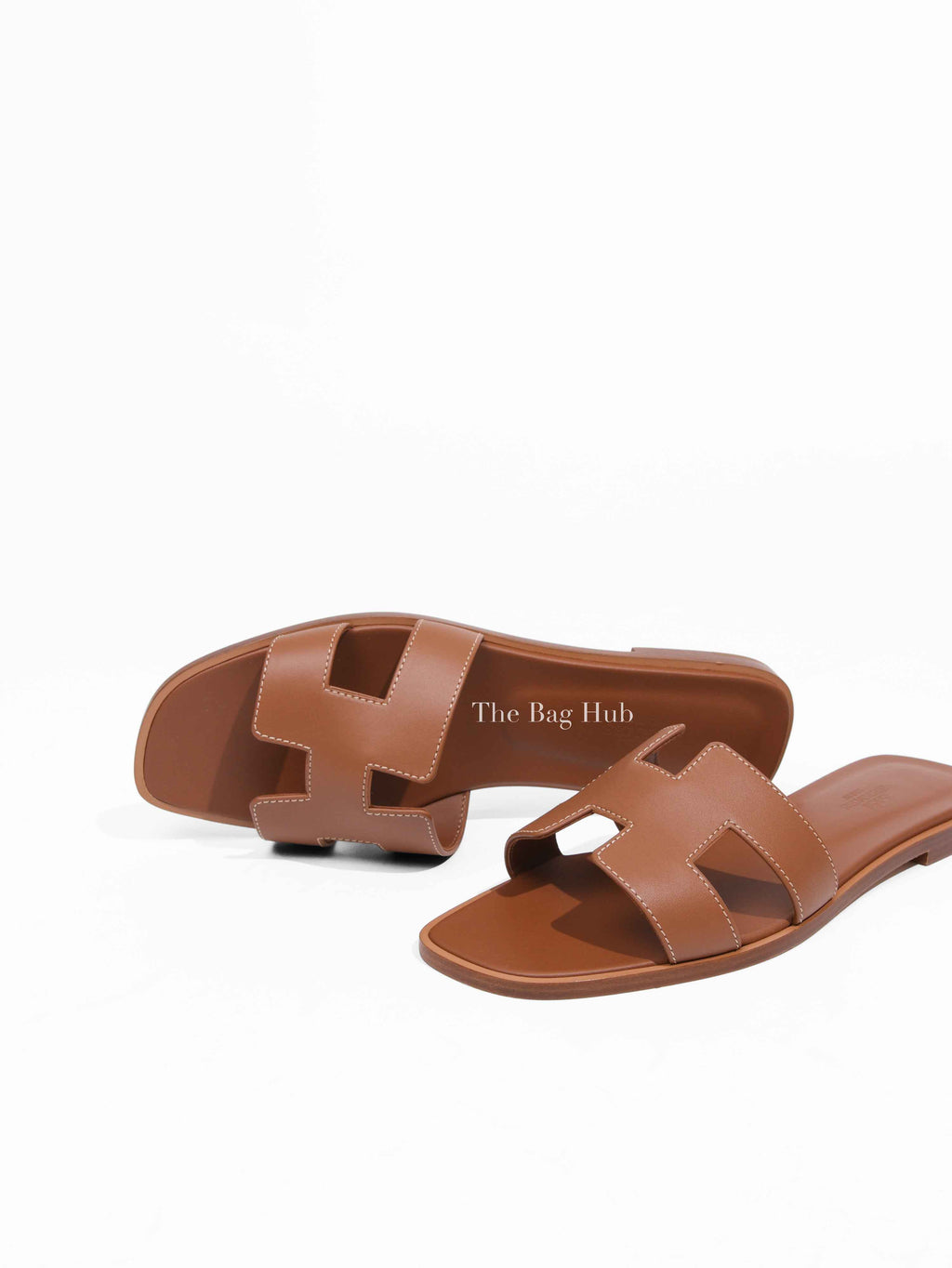 Hermes Gold Leather Oran Sandals Size 38