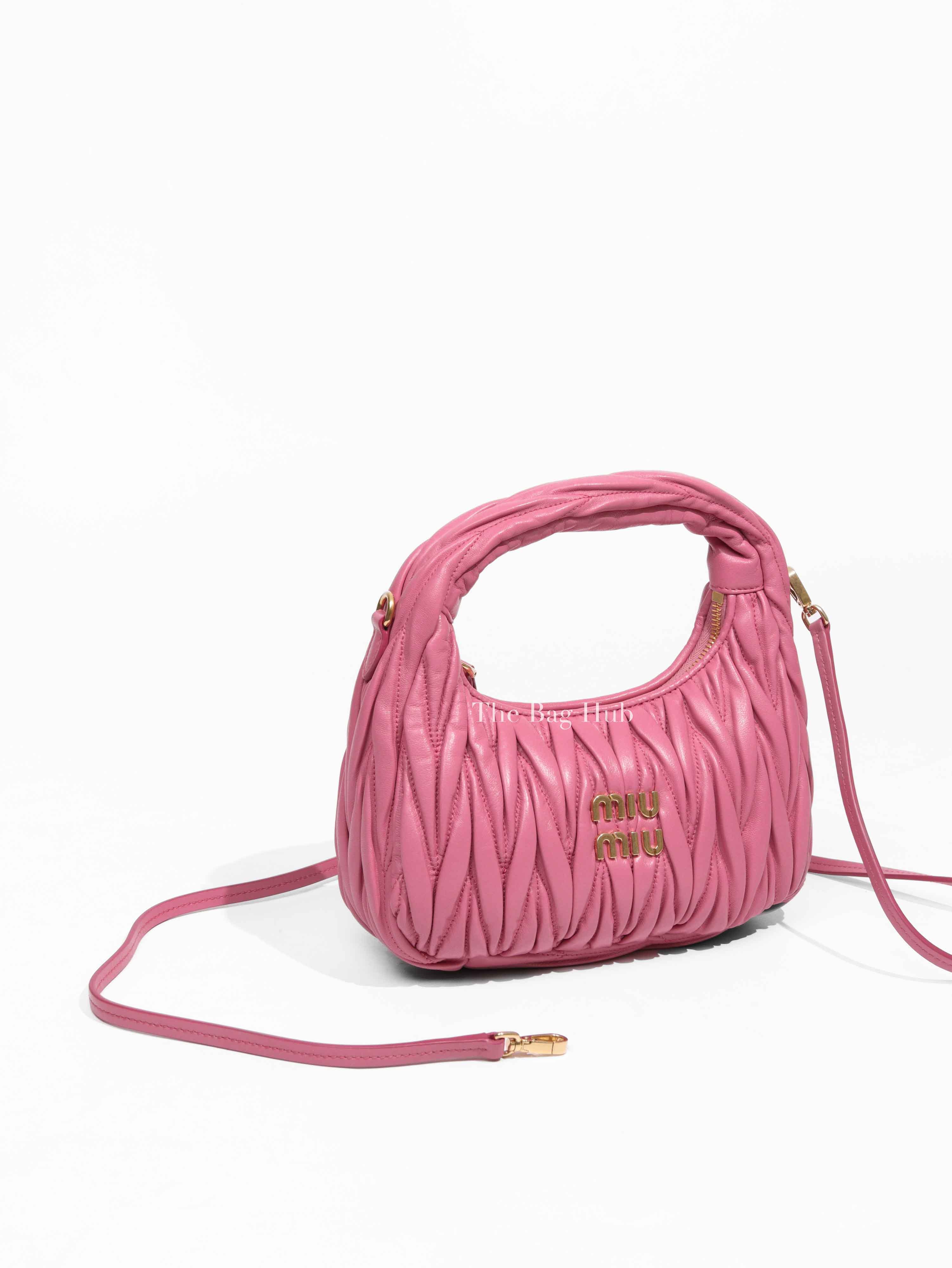 Miu Miu Pink Leather Matelasse Hobo Bag | Designer Brand
