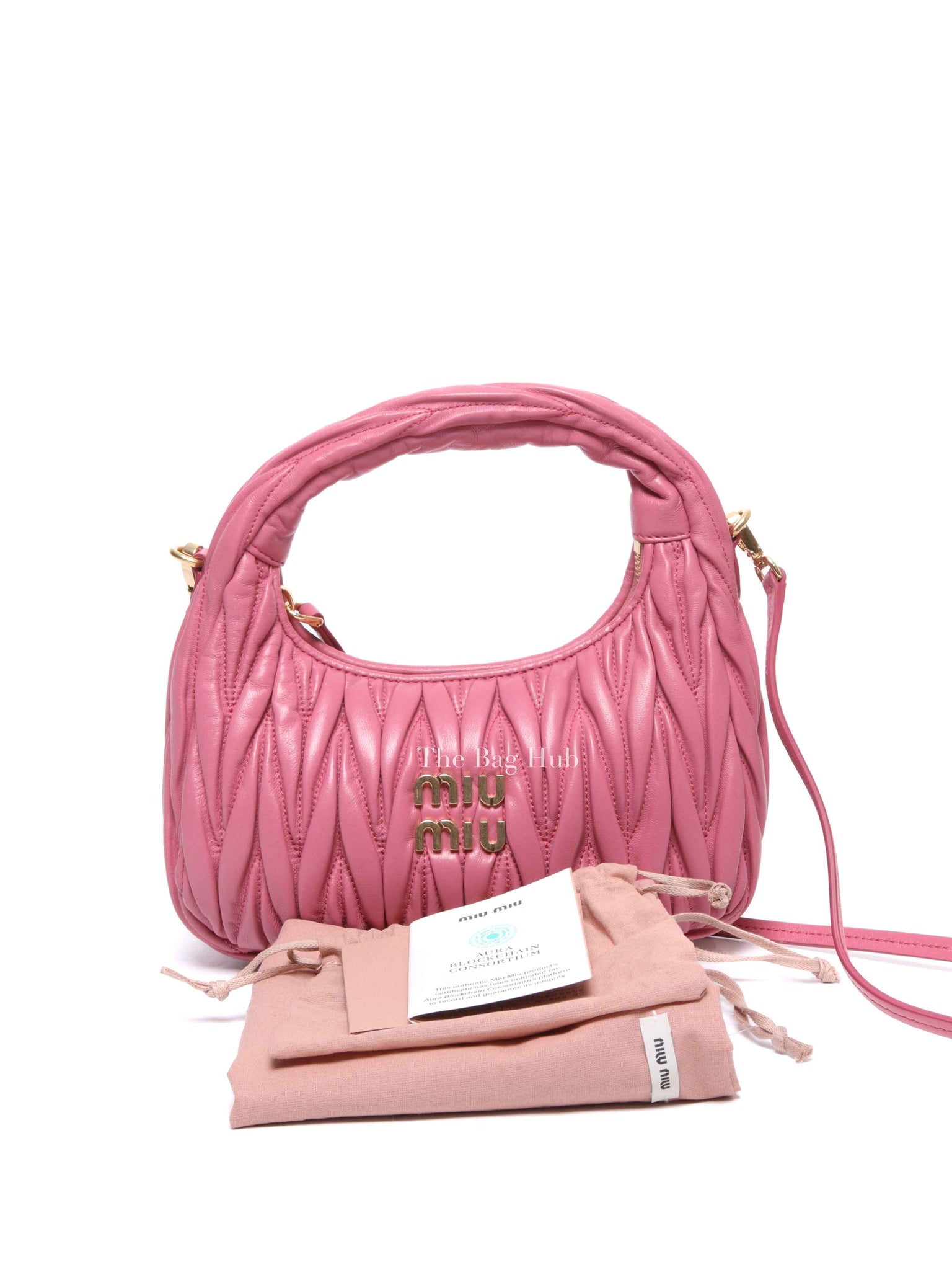 Miu Miu Pink Leather Matelasse Hobo Bag