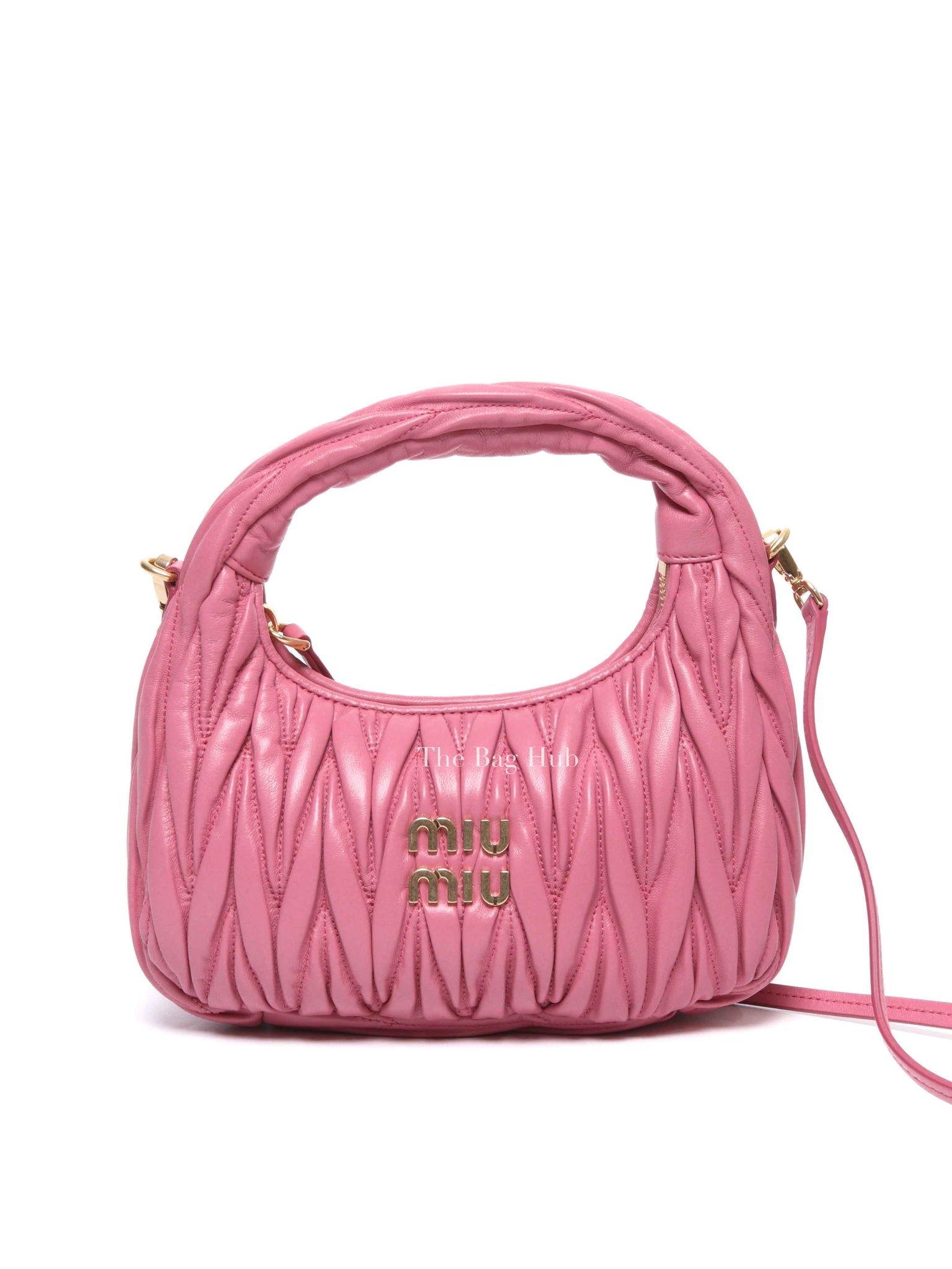 Miu Miu Pink Leather Matelasse Hobo Bag