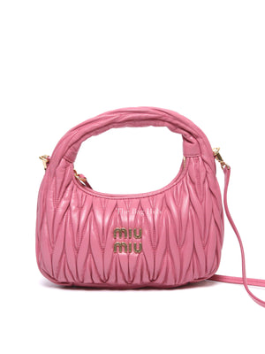 Miu Miu Pink Leather Matelasse Hobo Bag