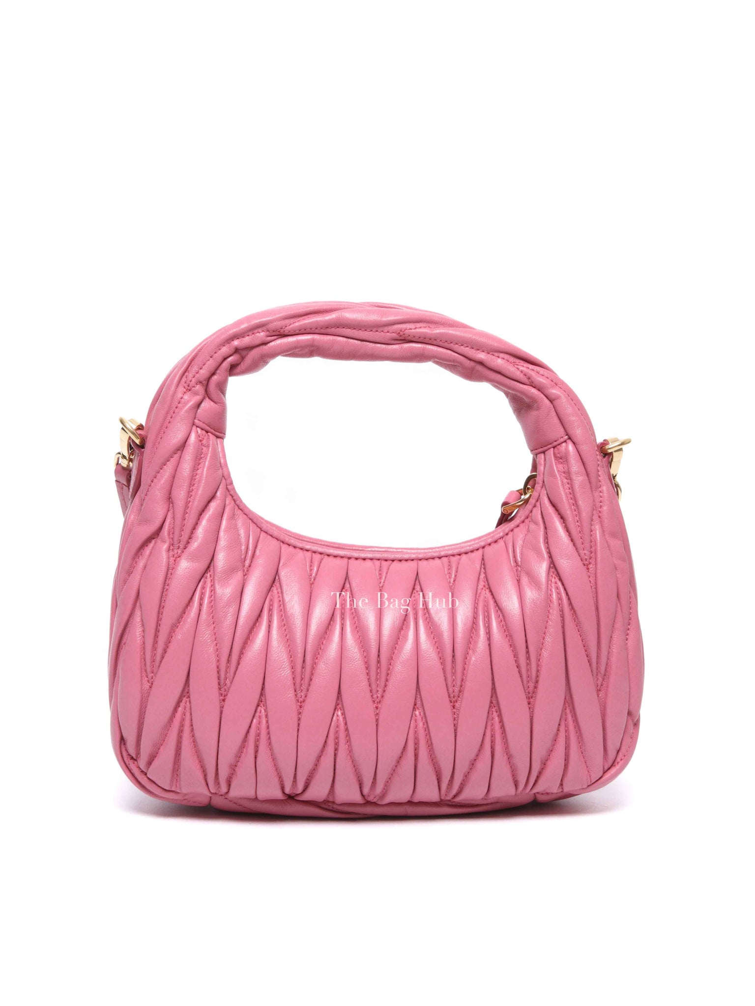 Miu Miu Pink Leather Matelasse Hobo Bag