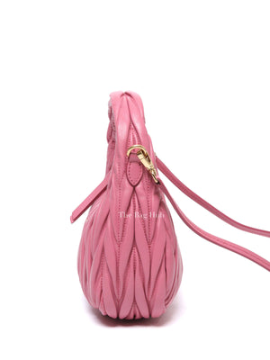 Miu Miu Pink Leather Matelasse Hobo Bag