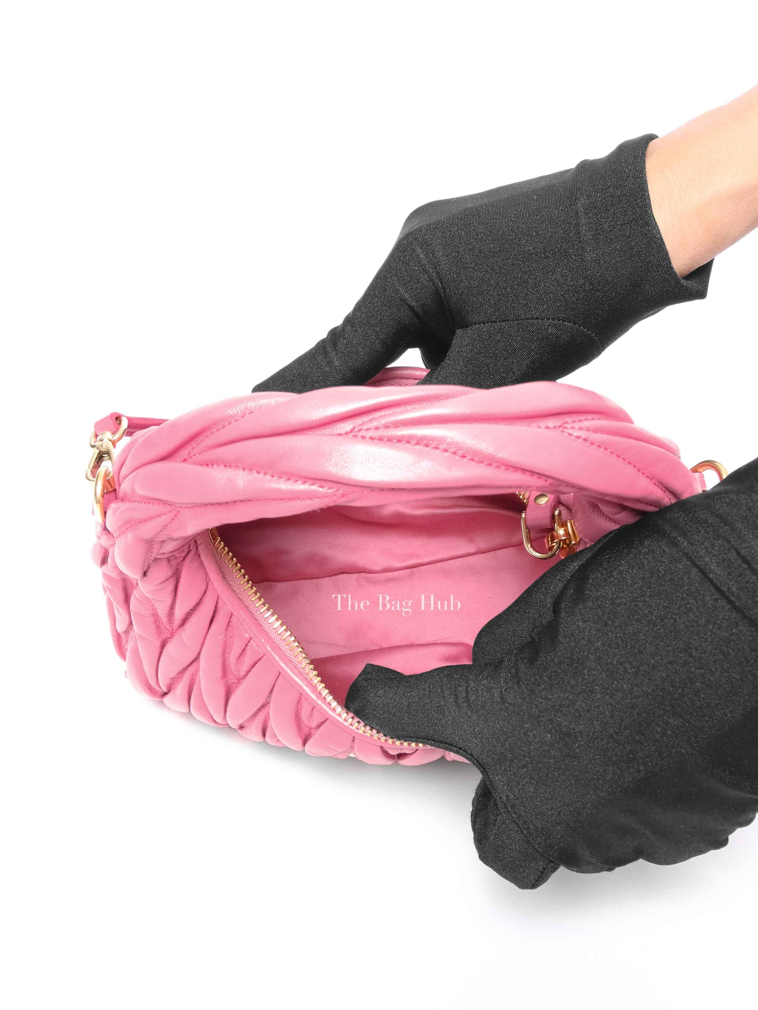 Miu Miu Pink Leather Matelasse Hobo Bag