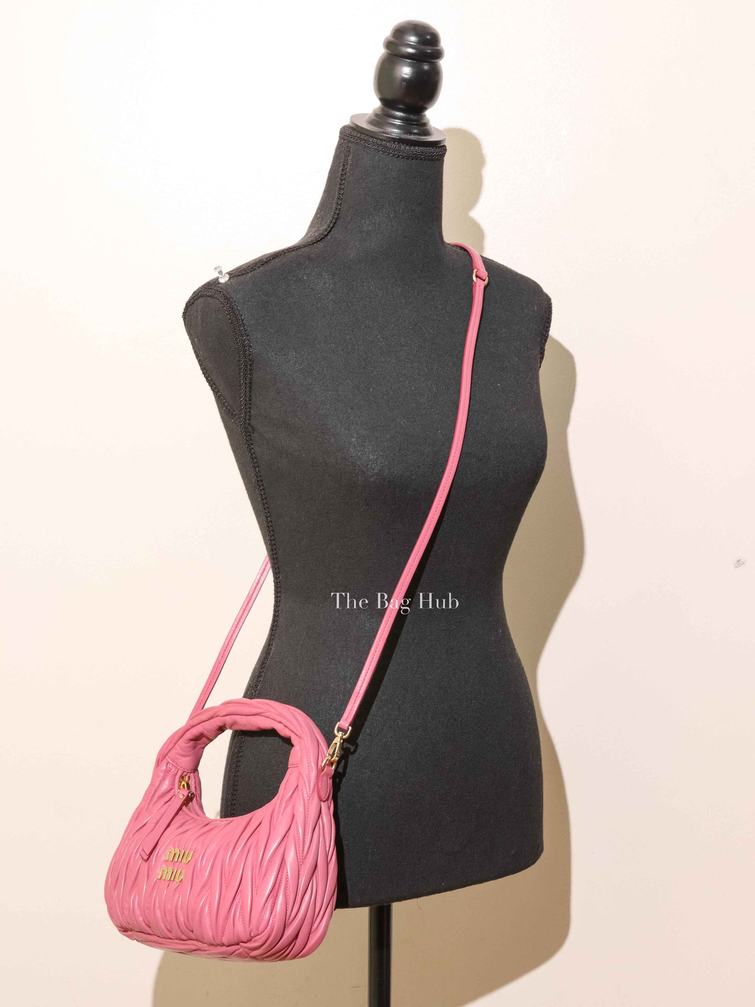 Miu Miu Pink Leather Matelasse Hobo Bag