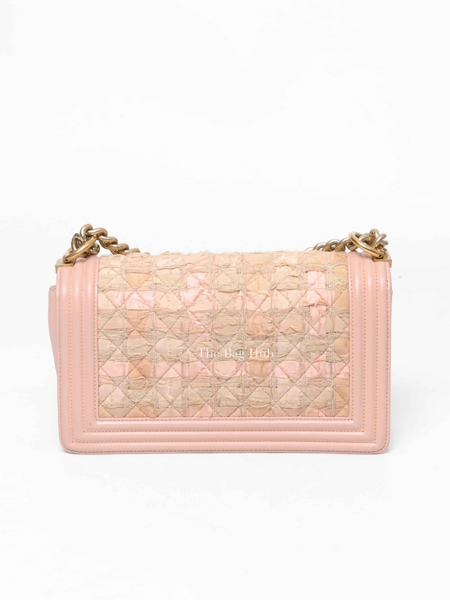 Chanel Pink Tweed Lambskin Old Medium Le Boy GHW