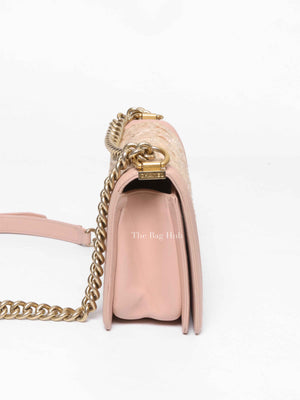 Chanel Pink Tweed Lambskin Old Medium Le Boy GHW