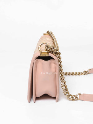 Chanel Pink Tweed Lambskin Old Medium Le Boy GHW