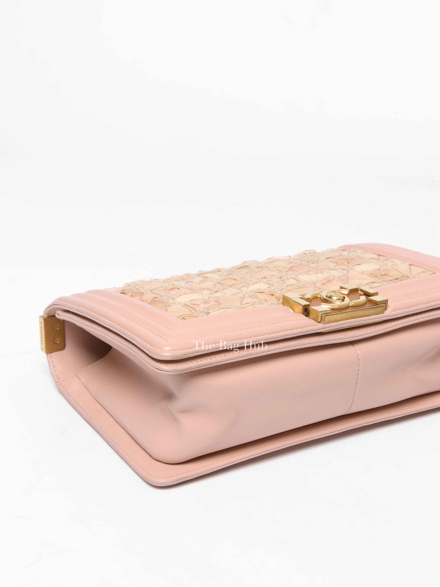 Chanel Pink Tweed Lambskin Old Medium Le Boy GHW