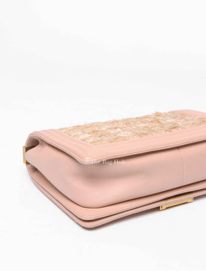 Chanel Pink Tweed Lambskin Old Medium Le Boy GHW