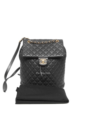 Chanel Black Leather Quilted Urban Spirit Large Backpack