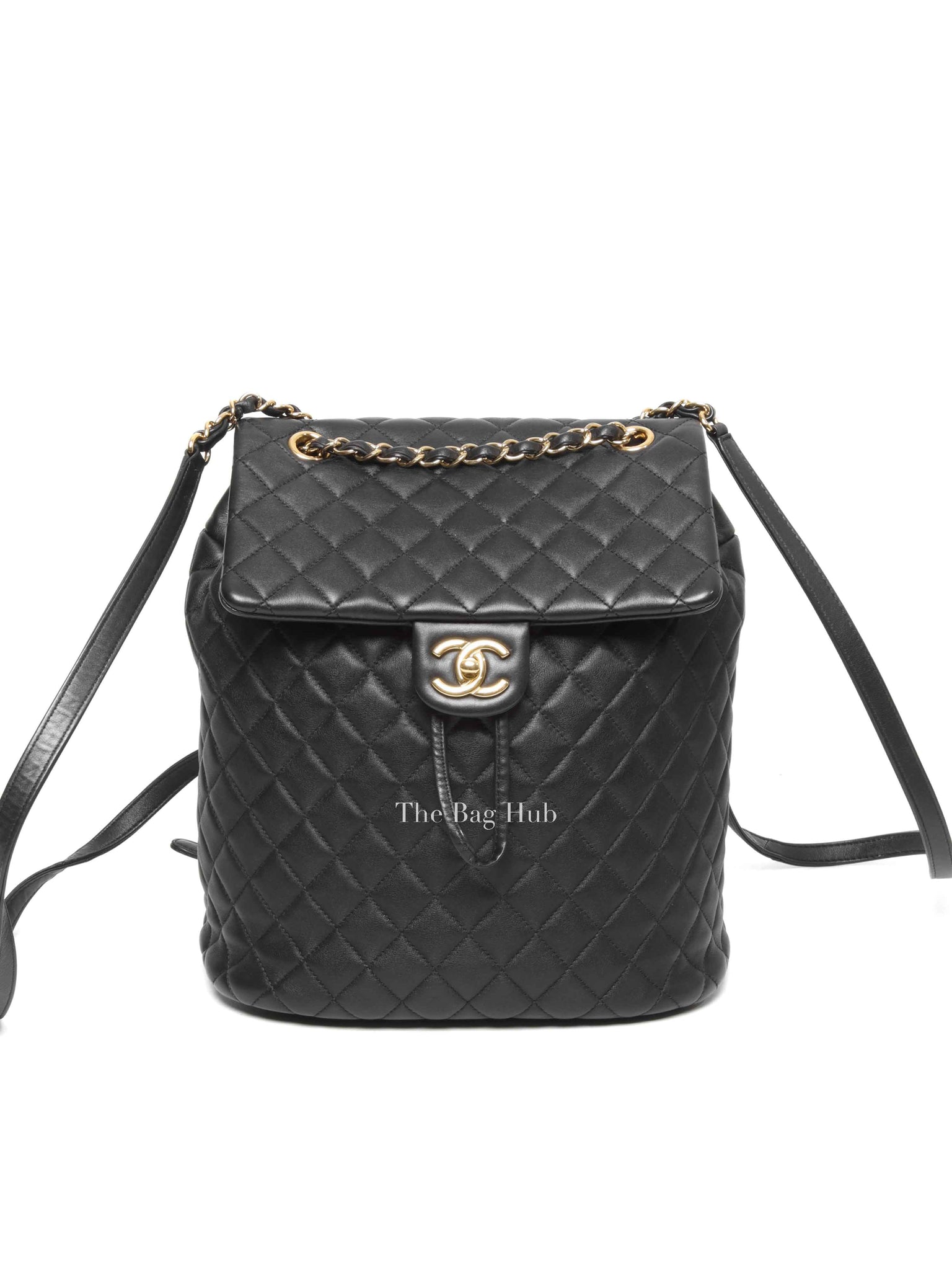 Chanel Black Leather Quilted Urban Spirit Large Backpack