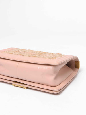 Chanel Pink Tweed Lambskin Old Medium Le Boy GHW