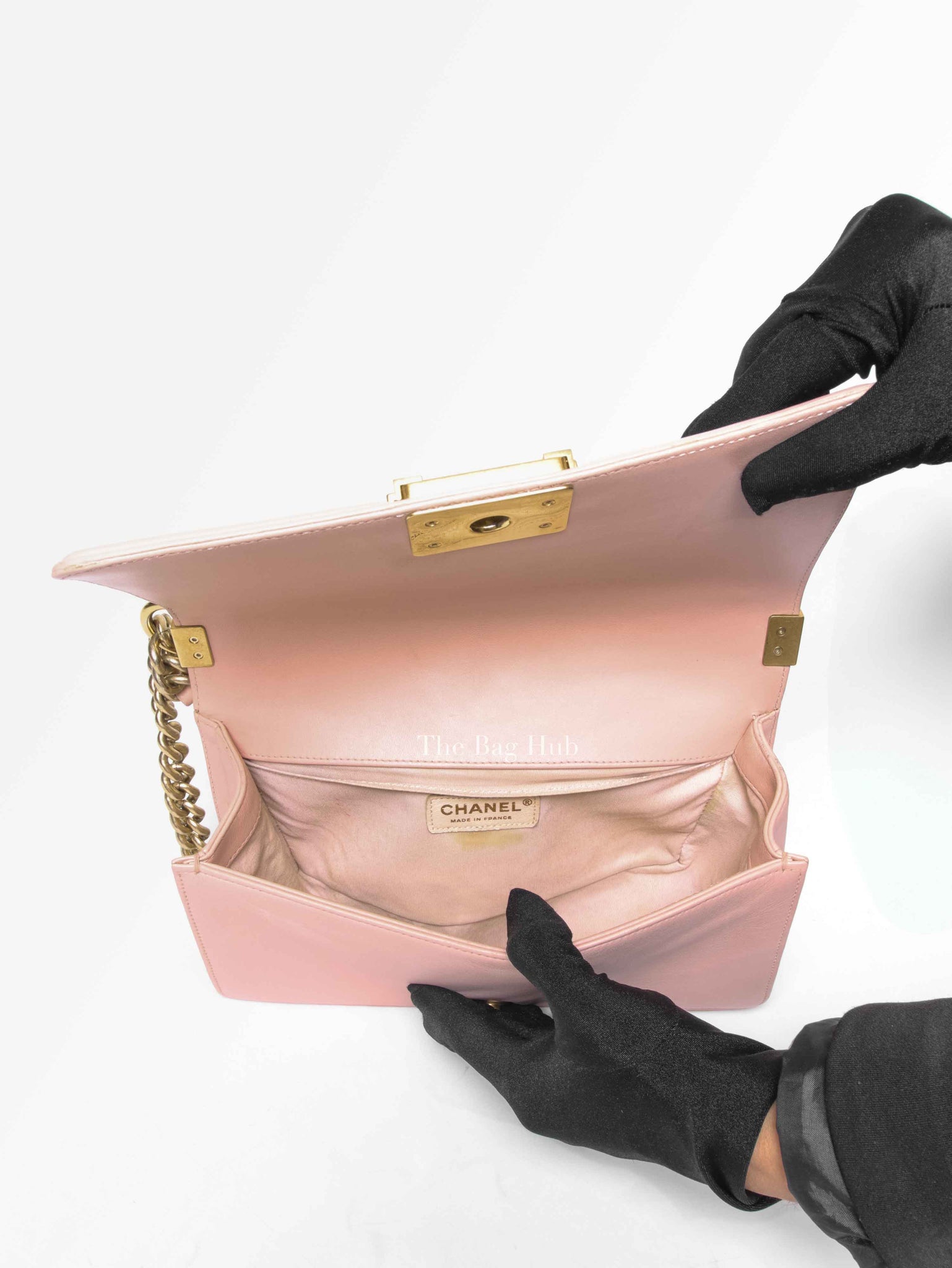 Chanel Pink Tweed Lambskin Old Medium Le Boy GHW