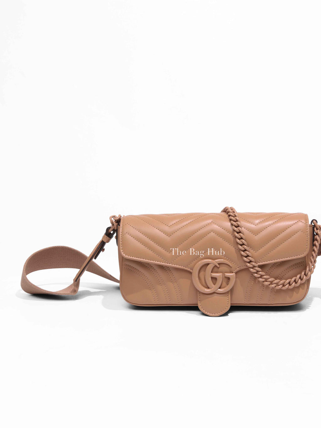 Gucci Winter Rose Calfskin Matelasse Monochrome GG Marmont Camelia Crossbody Shoulder Bag