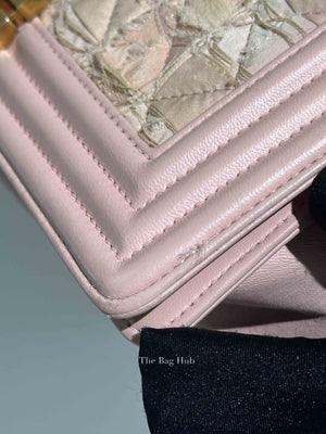 Chanel Pink Tweed Lambskin Old Medium Le Boy GHW
