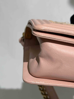 Chanel Pink Tweed Lambskin Old Medium Le Boy GHW