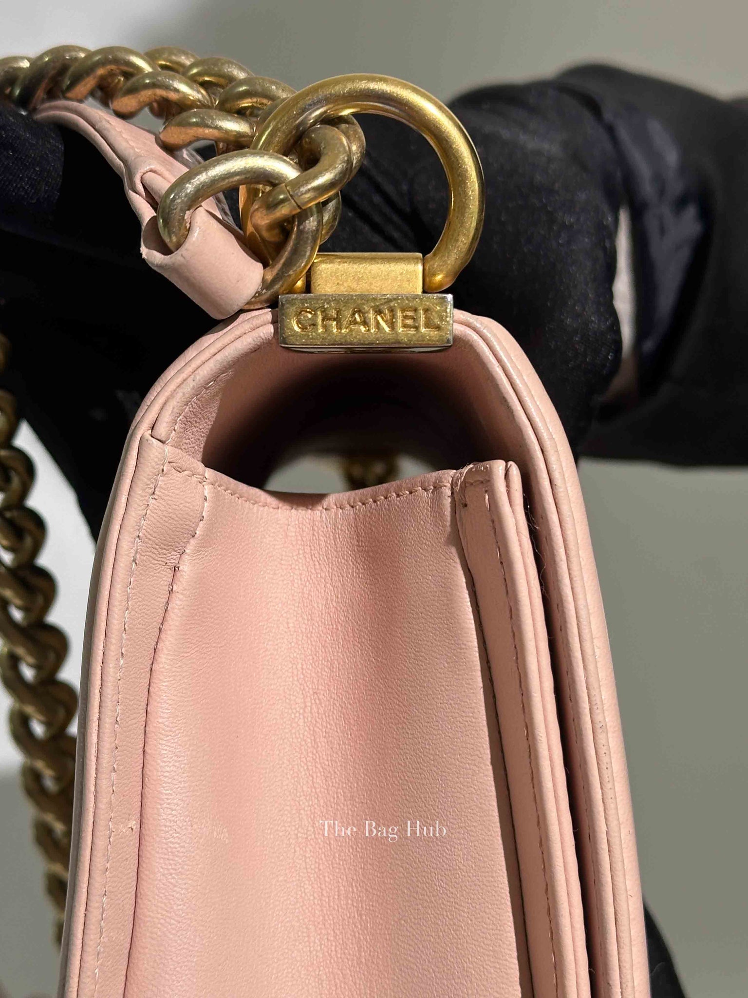 Chanel Pink Tweed Lambskin Old Medium Le Boy GHW