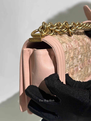 Chanel Pink Tweed Lambskin Old Medium Le Boy GHW