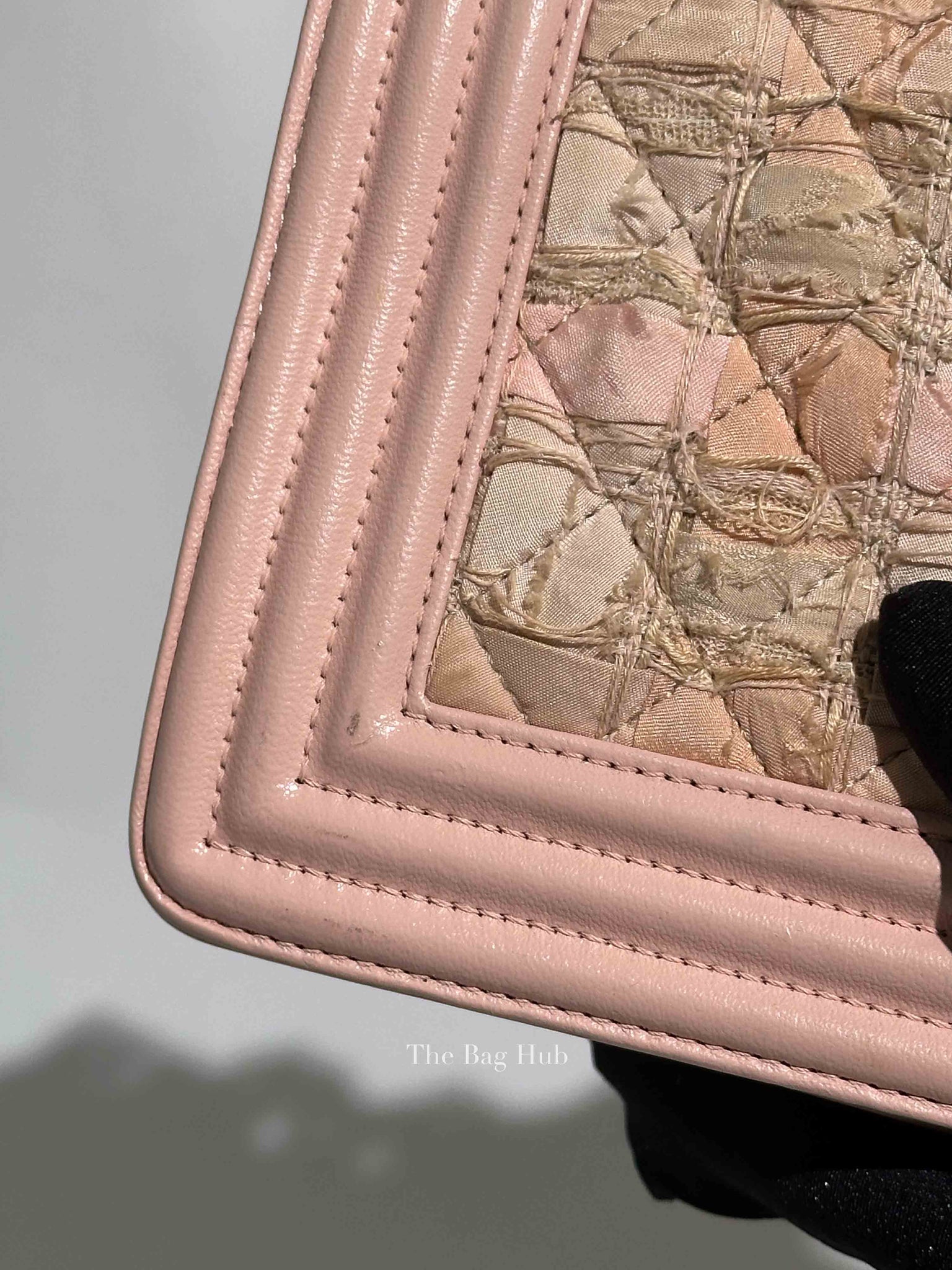 Chanel Pink Tweed Lambskin Old Medium Le Boy GHW