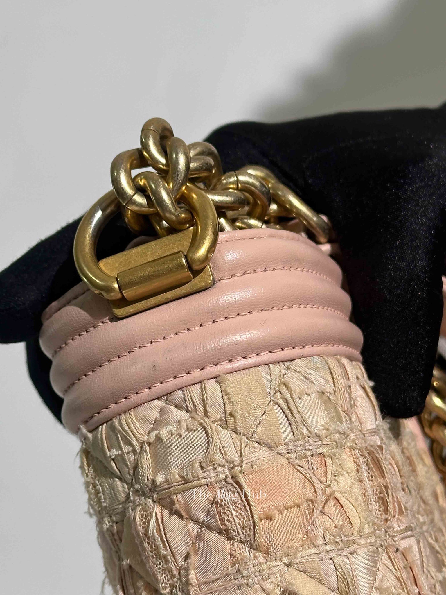 Chanel Pink Tweed Lambskin Old Medium Le Boy GHW