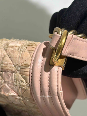 Chanel Pink Tweed Lambskin Old Medium Le Boy GHW