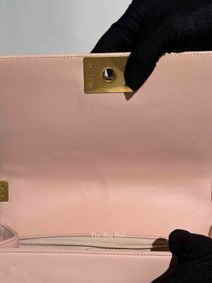Chanel Pink Tweed Lambskin Old Medium Le Boy GHW