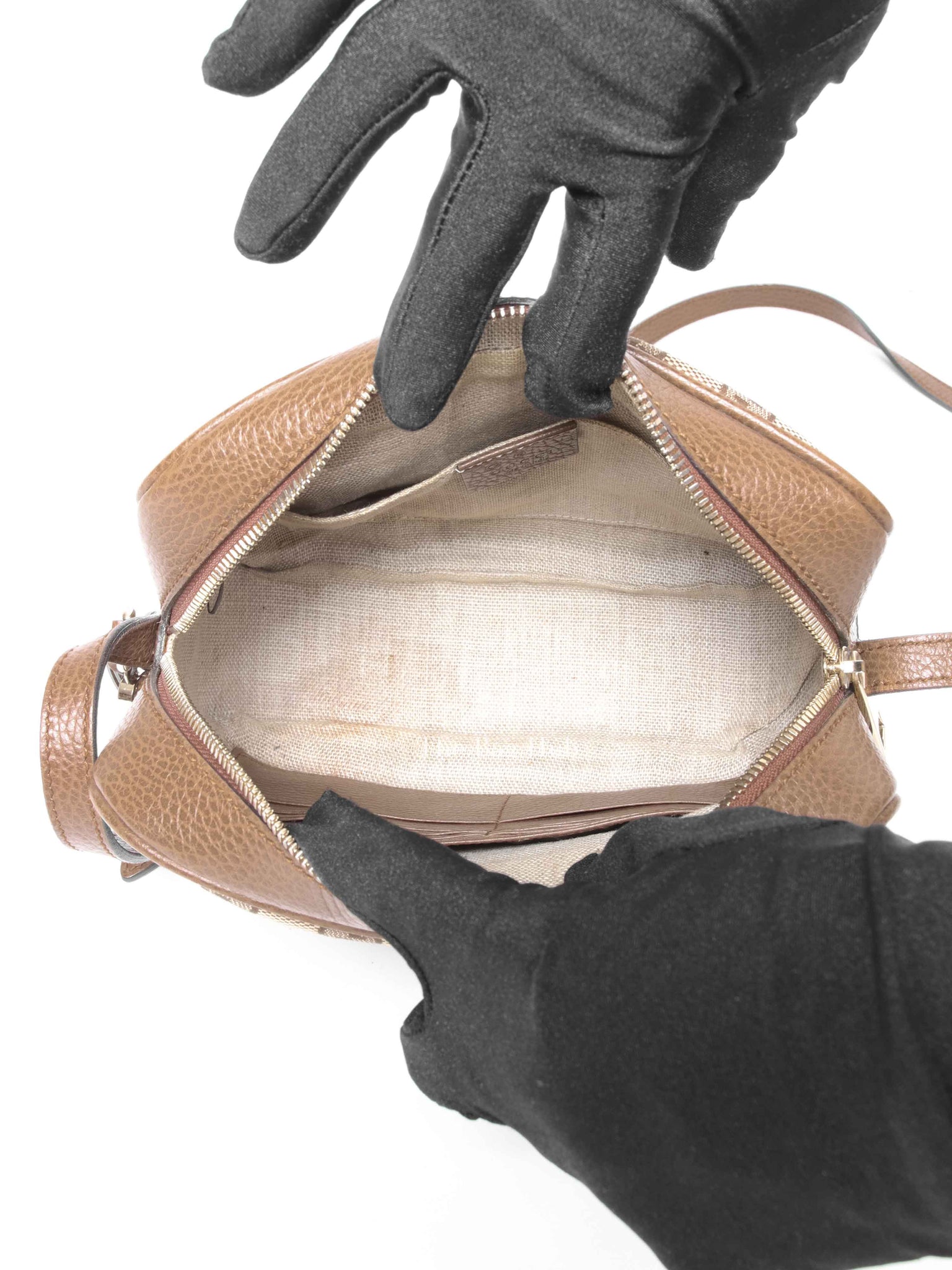 Gucci Beige Tabacco Monogram Mini Bree Messenger Bag