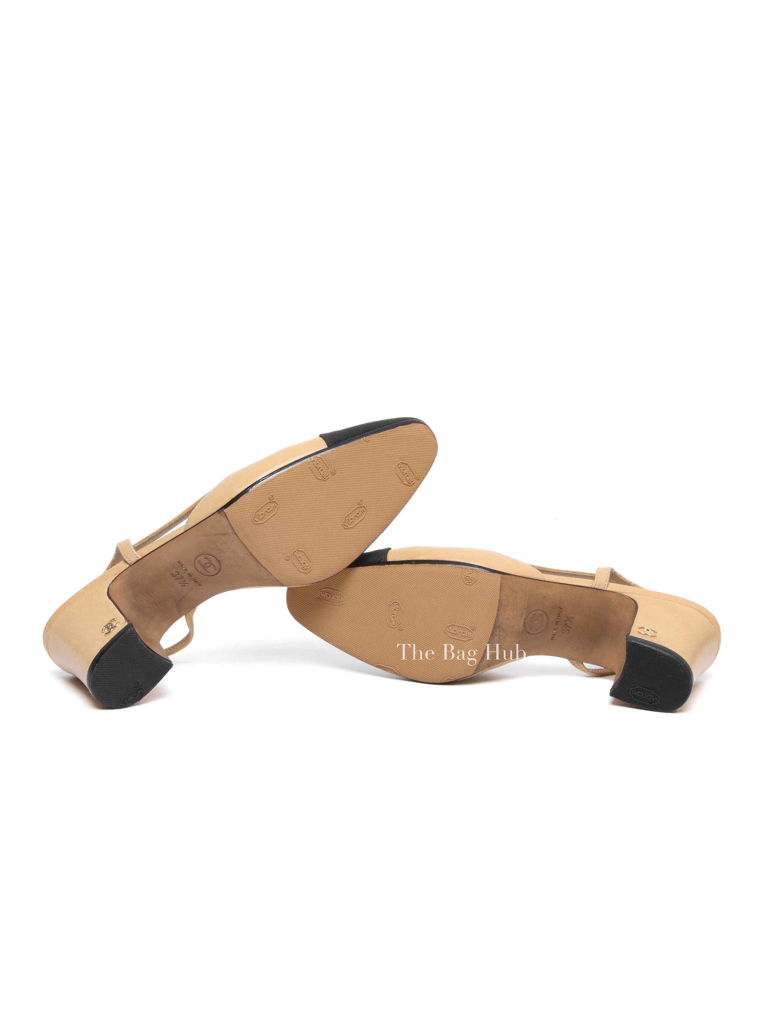 Chanel Black/Beige Slingback Pumps Size 37.5