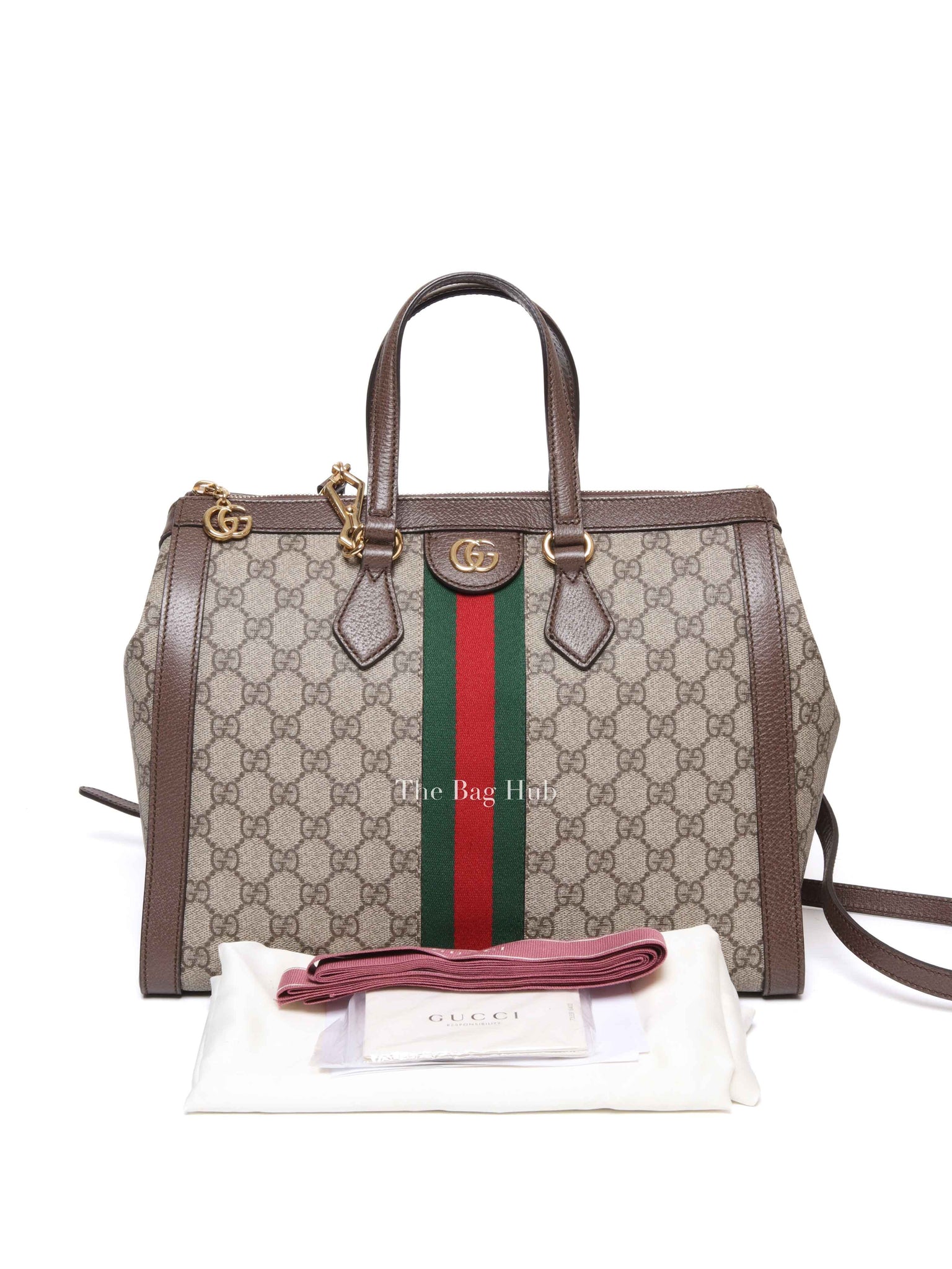 Gucci Brown GG Supreme Monogram Web Medium Ophidia Tote Bag