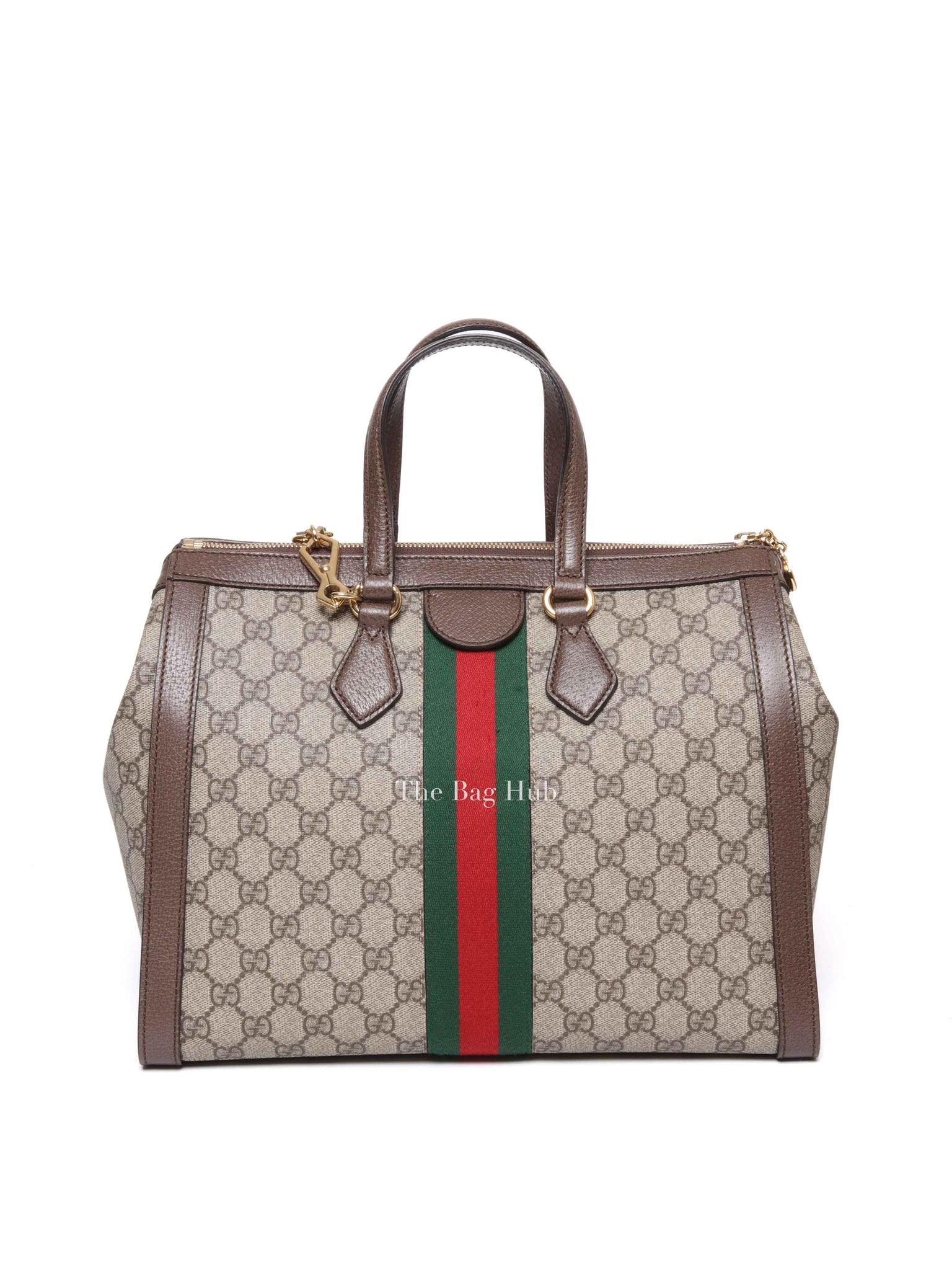Gucci Brown GG Supreme Monogram Web Medium Ophidia Tote Bag