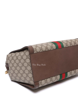 Gucci Brown GG Supreme Monogram Web Medium Ophidia Tote Bag