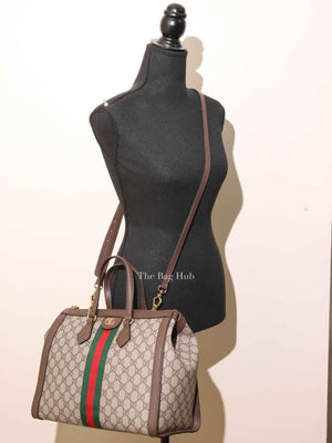 Gucci Brown GG Supreme Monogram Web Medium Ophidia Tote Bag