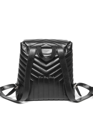 Saint Laurent Black Quilted Leather Chevron LouLou "Y" Medium Backpack Bag