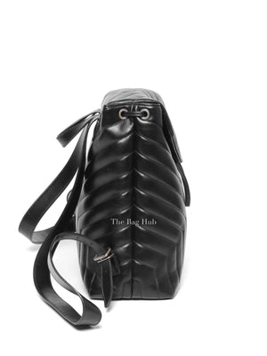 Saint Laurent Black Quilted Leather Chevron LouLou "Y" Medium Backpack Bag