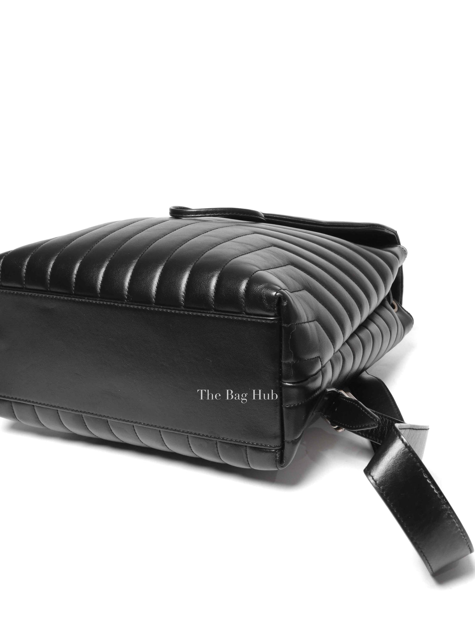 Saint Laurent Black Quilted Leather Chevron LouLou "Y" Medium Backpack Bag