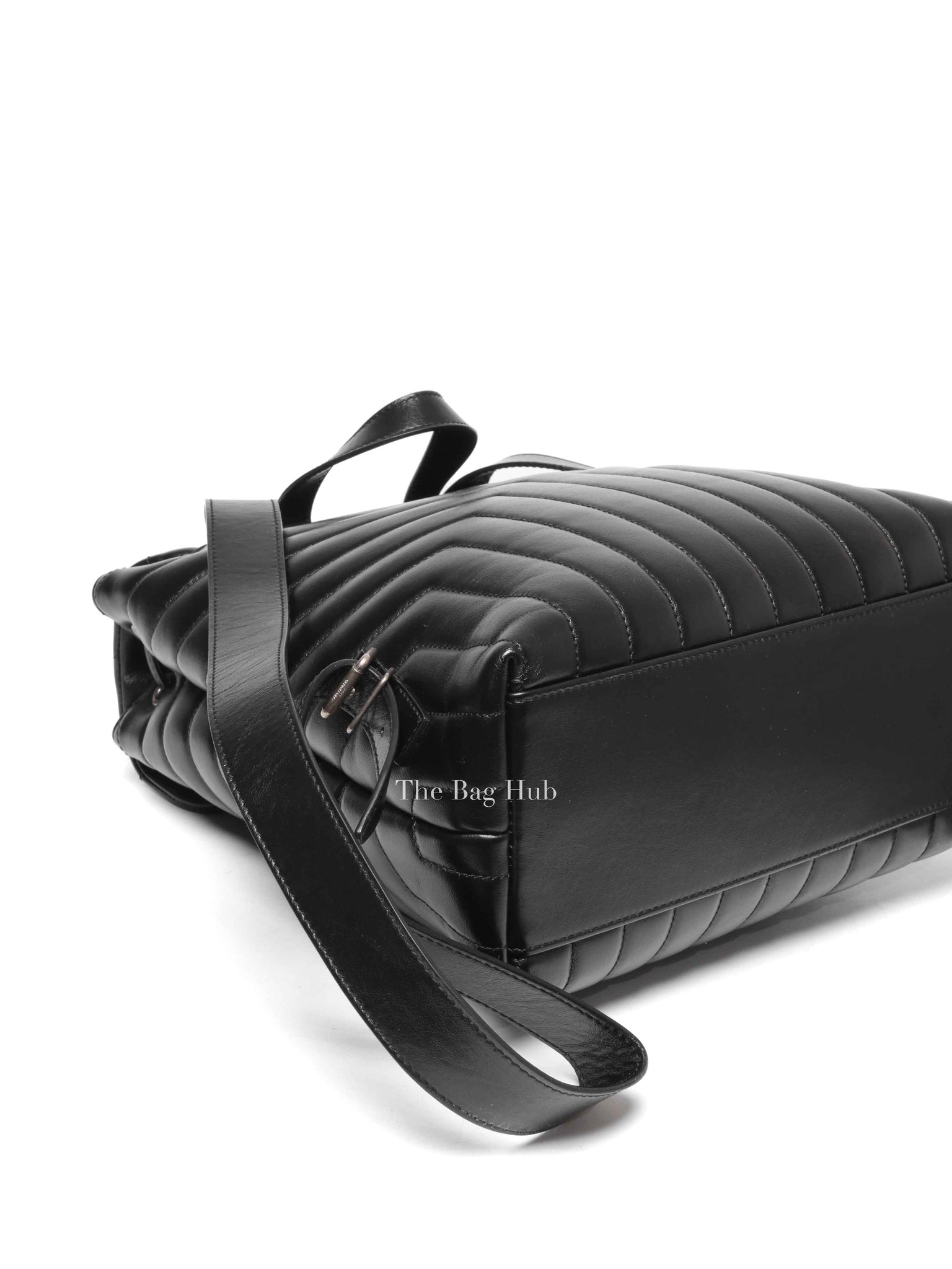 Saint Laurent Black Quilted Leather Chevron LouLou "Y" Medium Backpack Bag