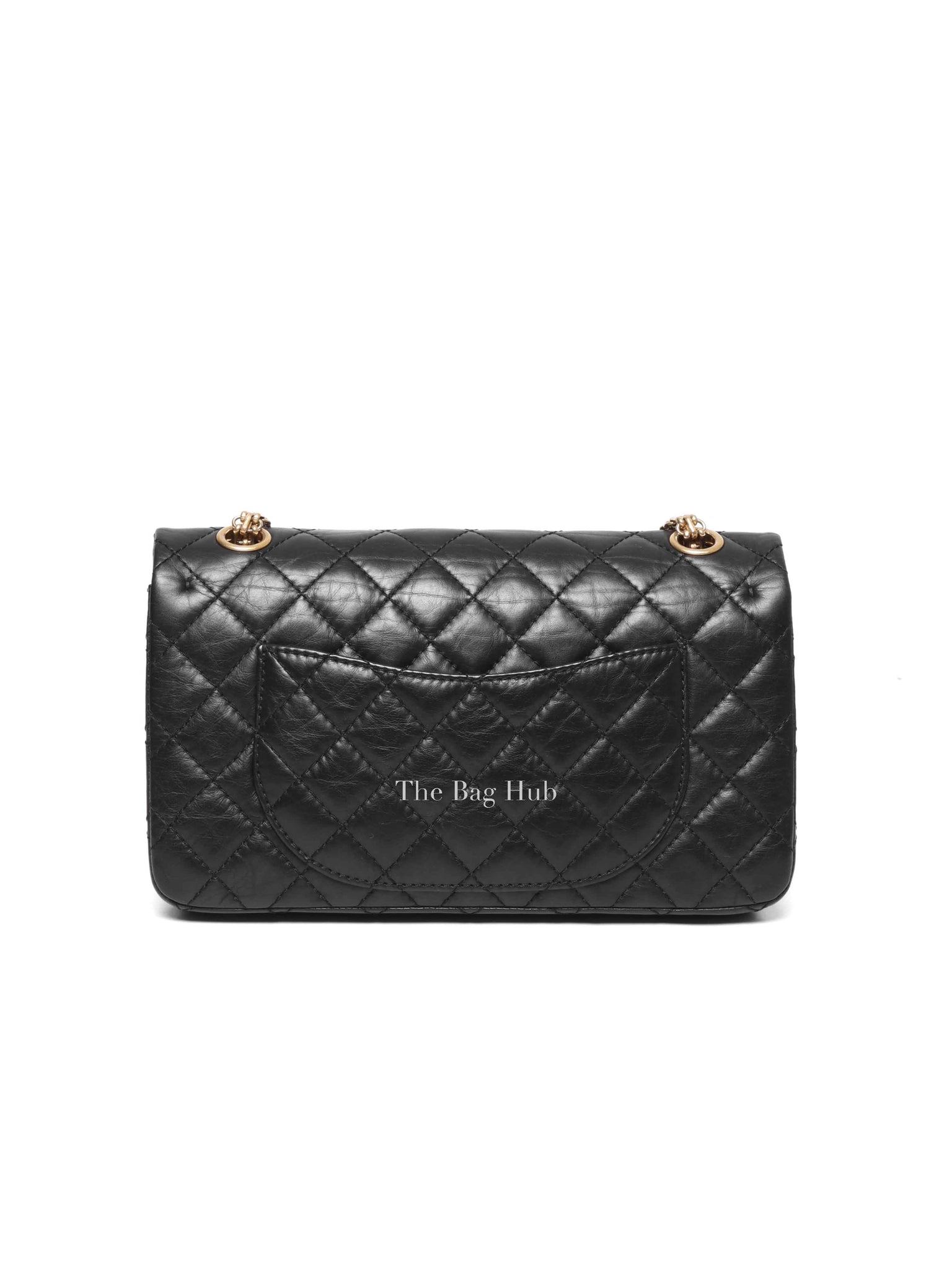 Chanel Black Aged Calfskin 2.55 Reissue Double Flap Shoulder Bag GHW