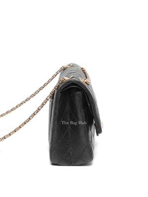 Chanel Black Aged Calfskin 2.55 Reissue Double Flap Shoulder Bag GHW