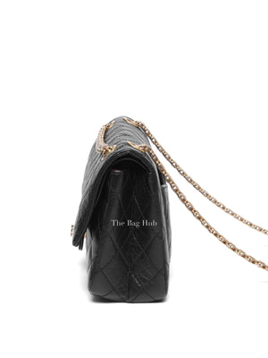 Chanel Black Aged Calfskin 2.55 Reissue Double Flap Shoulder Bag GHW