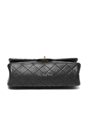 Chanel Black Aged Calfskin 2.55 Reissue Double Flap Shoulder Bag GHW