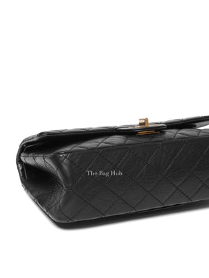 Chanel Black Aged Calfskin 2.55 Reissue Double Flap Shoulder Bag GHW