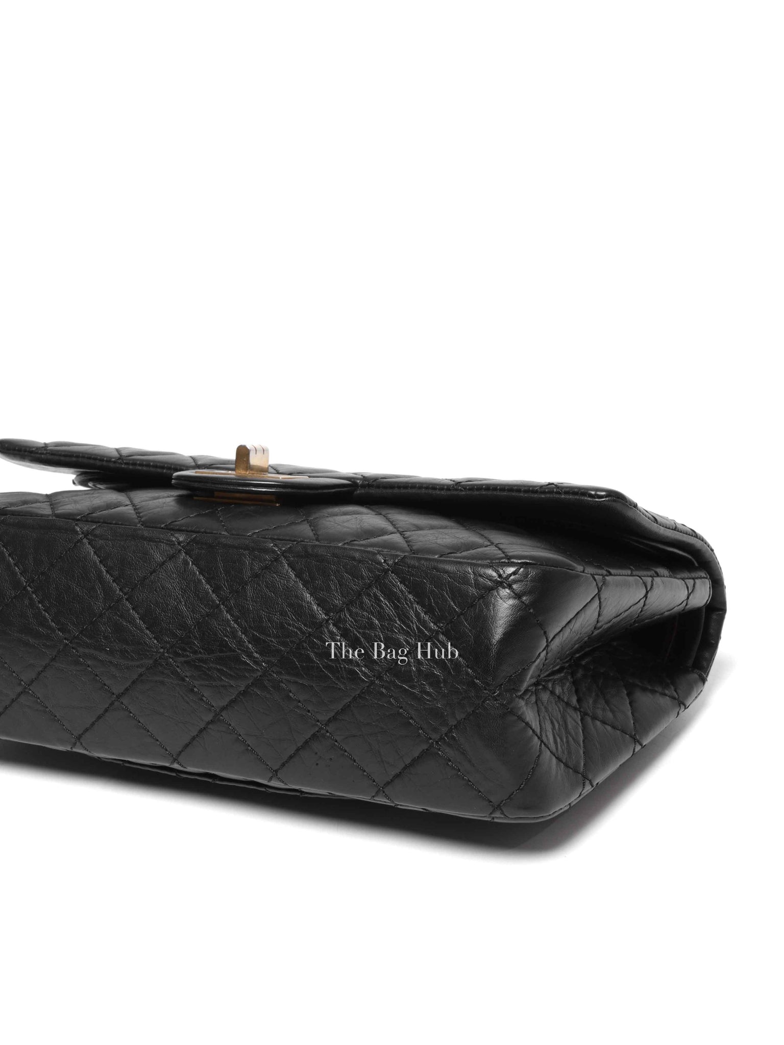 Chanel Black Aged Calfskin 2.55 Reissue Double Flap Shoulder Bag GHW