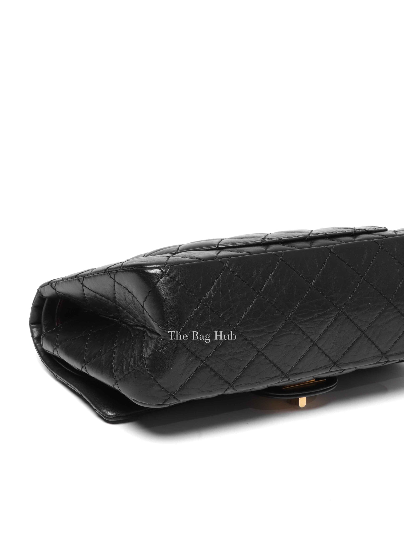 Chanel Black Aged Calfskin 2.55 Reissue Double Flap Shoulder Bag GHW