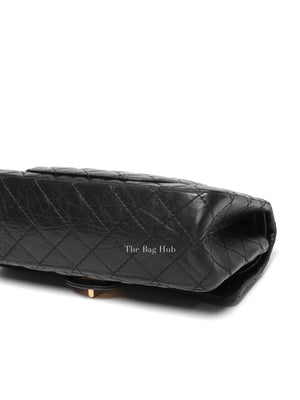Chanel Black Aged Calfskin 2.55 Reissue Double Flap Shoulder Bag GHW