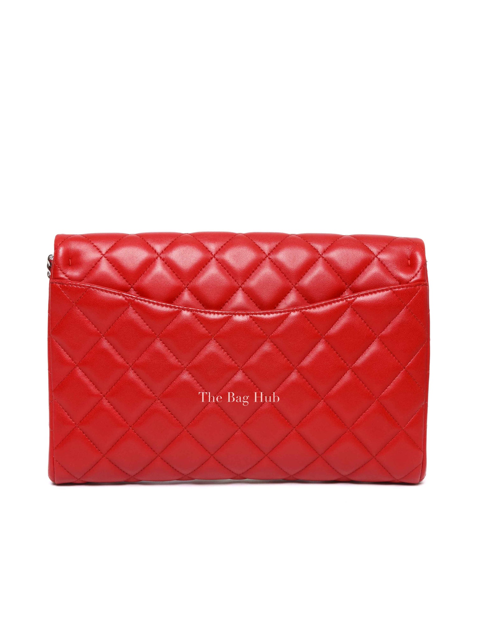 Chanel Red Quilted Lambskin Leather Chain Clutch Flap Bag SHW
